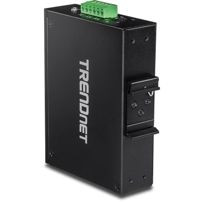 TRENDnet 6-Port Hardened Industrial Gigabit PoE+ DIN-Rail Switch 4 x Gigabit PoE+ Ports Shared Gigabit Port (RJ-45/SFP) Dedicated SFP 120W Power Budget IP30 Lifetime Protection Black TI-PG62