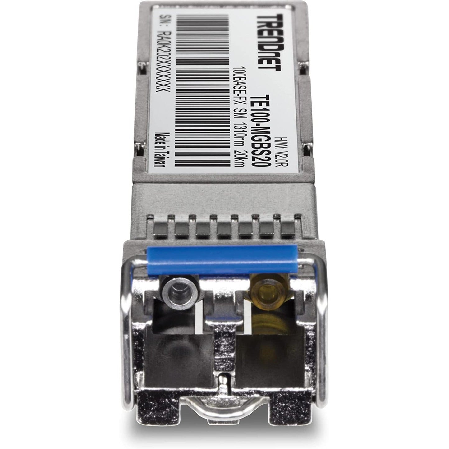 TRENDnet SFP to RJ45 100Base-FX Single-Mode LC Module; TE100-MGBS20; Up to 20 km (12.4 Miles); Standard SFP Compatible; Up to 155Mbps Speeds; Duplex-LC Fiber Compatible; 1310nm; Lifetime Protection