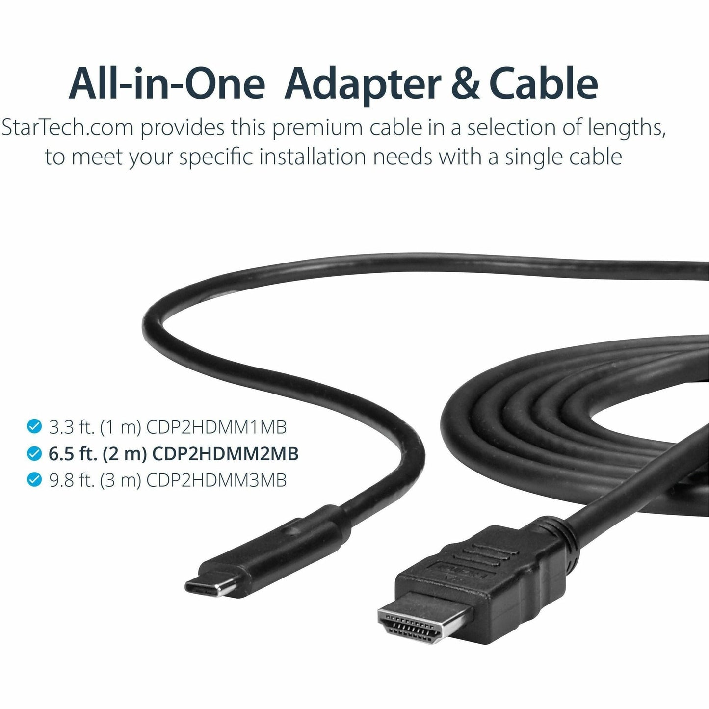 StarTech.com USB C to HDMI Cable - 6 ft / 2m - USB-C to HDMI 4K 60Hz - USB Type C to HDMI - Computer Monitor Cable