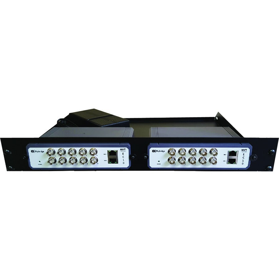 NVT Phybridge Rack mount kit for 2 Unmanaged Switches and Power Supplies (not included). Use with NV-EC-10 & NV-PL-08.
