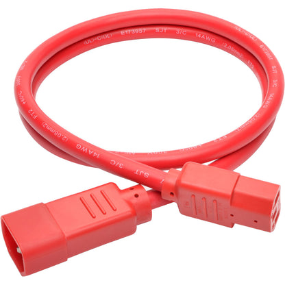 Tripp Lite Heavy-Duty PDU Power Cord C13 to C14 15A 250V 14 AWG 3 ft. (0.91 m) Red