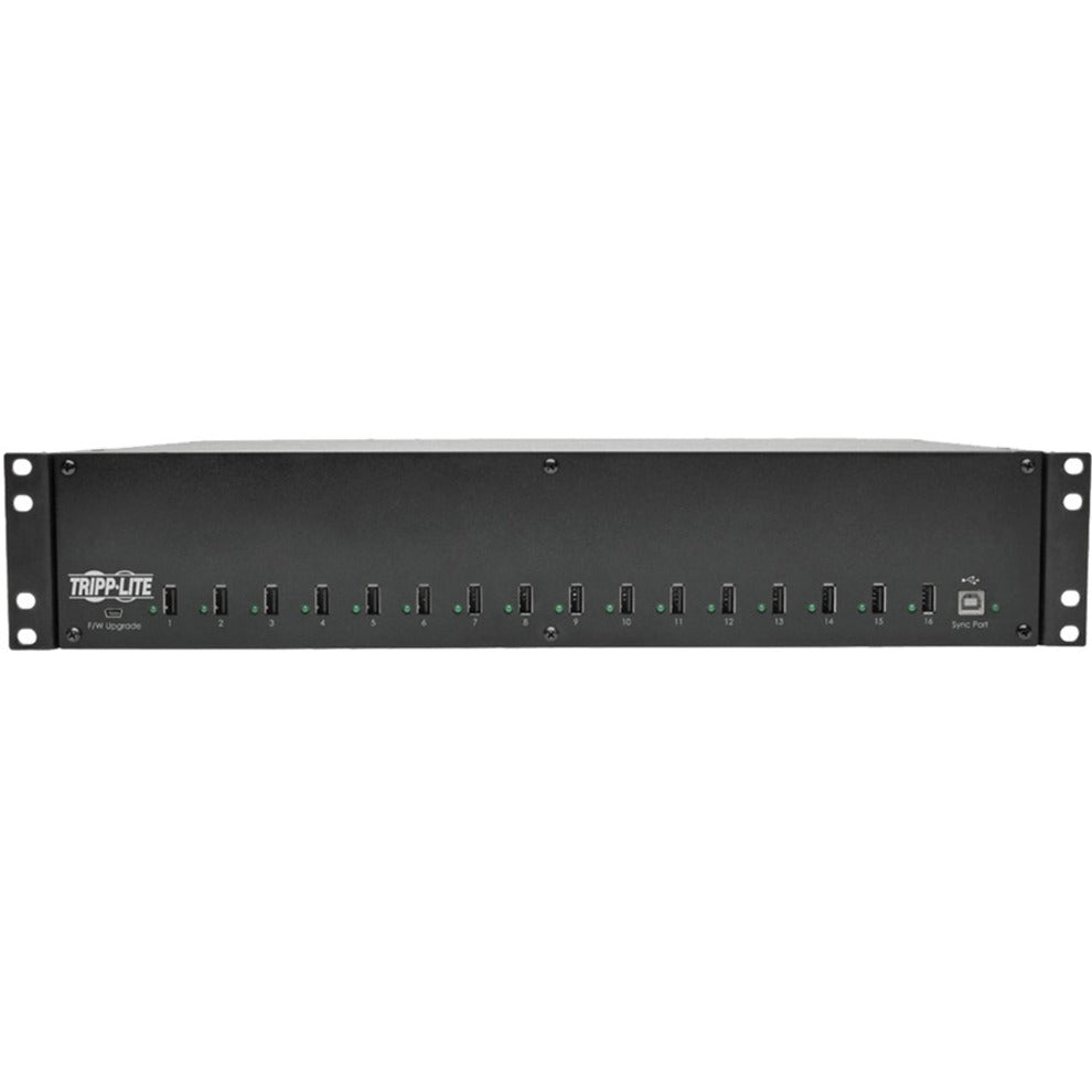 Tripp Lite 16-Port USB Charging Station with Syncing 5V 40A (200W) USB Charger Output 2U Rack-Mount