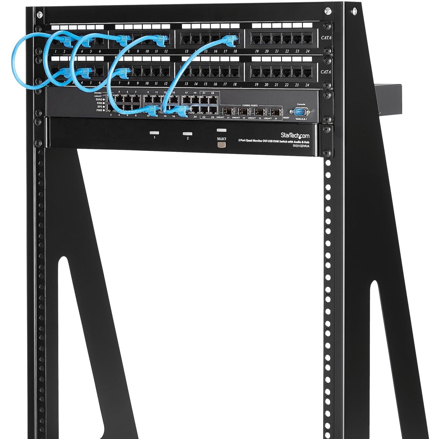 StarTech.com 2-Post 16U Heavy-Duty Desktop Server Rack Small Open Frame 19in Network Rack for Home/Office IT Equipment TAA Compliant