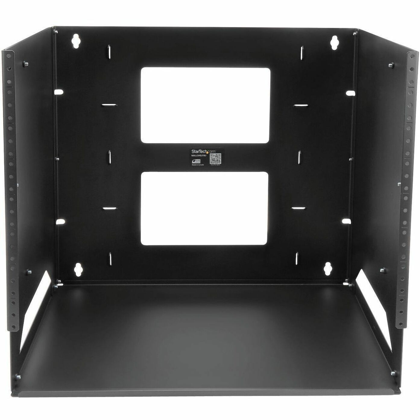 StarTech.com 2-Post 8U Open Frame Wall Mount Network Rack with Built-in Shelf and Adjustable Depth Computer Rack for IT Equipment TAA~