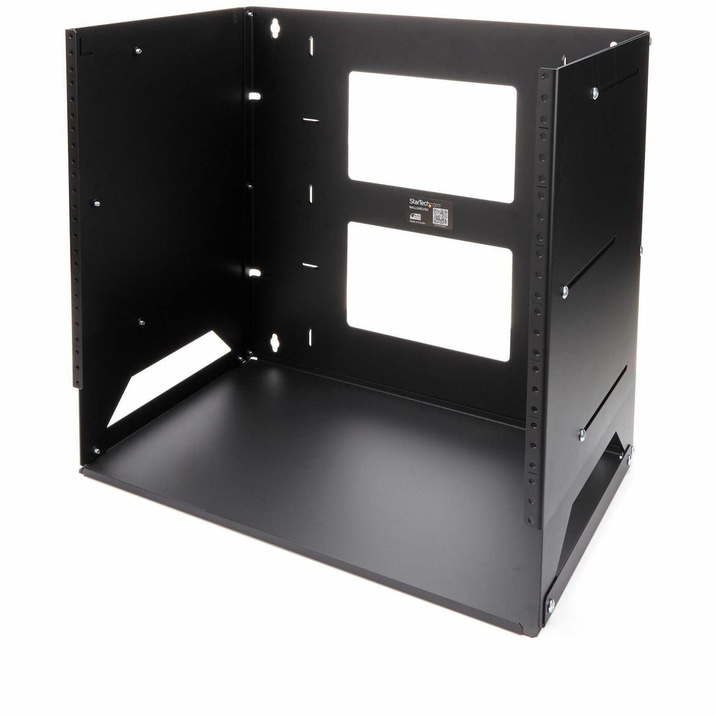 StarTech.com 2-Post 8U Open Frame Wall Mount Network Rack with Built-in Shelf and Adjustable Depth Computer Rack for IT Equipment TAA~