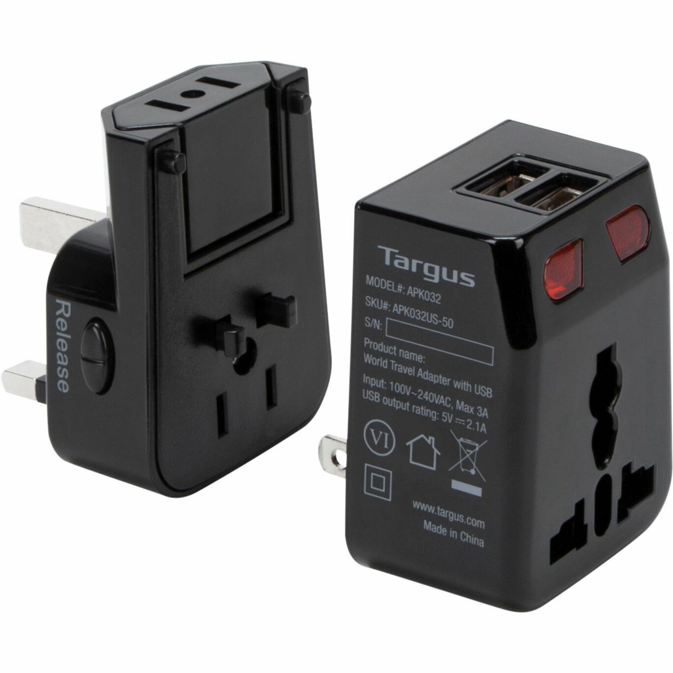 Targus World Travel Power Adapter with Dual USB Charging Ports