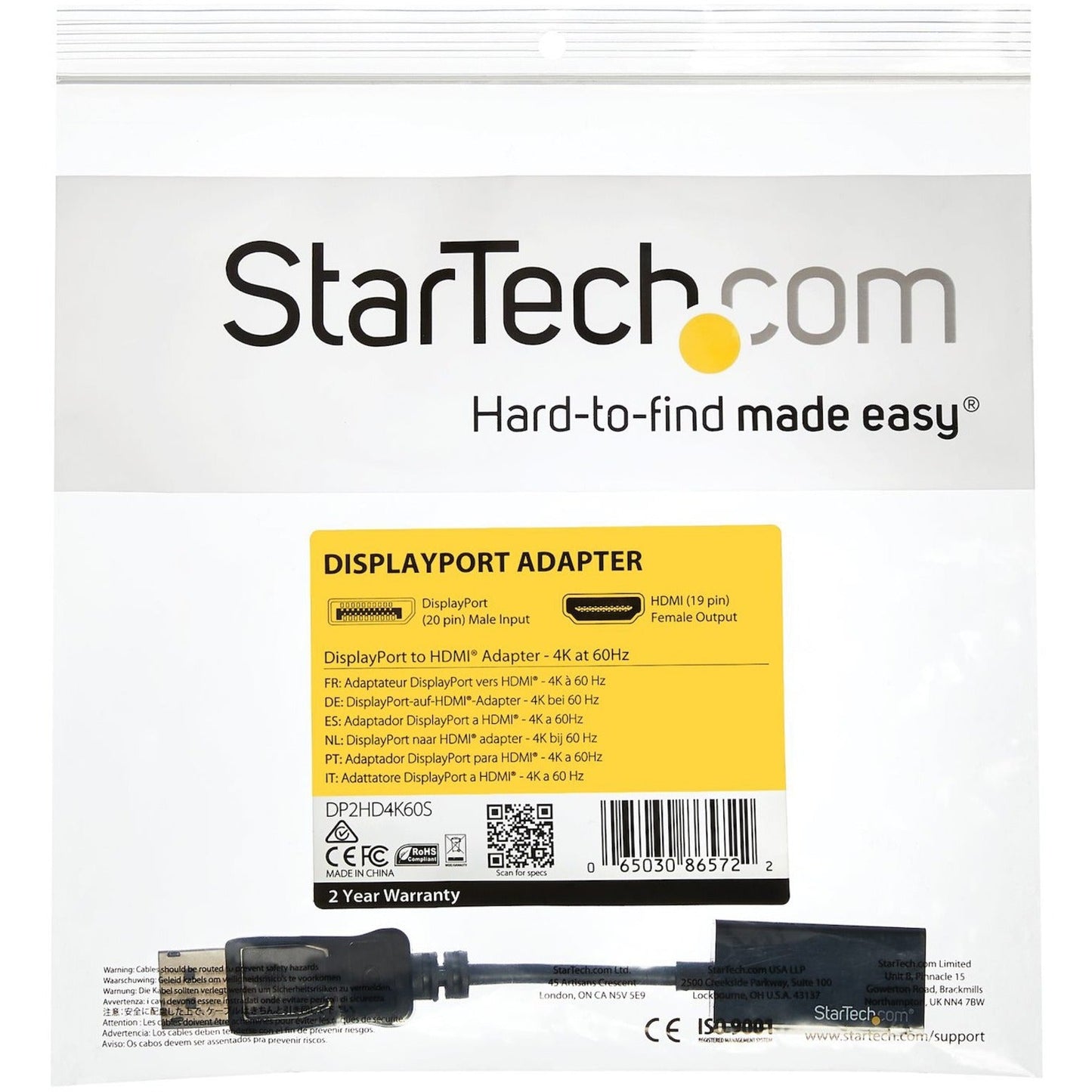 StarTech.com DisplayPort to HDMI Adapter 4K 60Hz Active DP 1.4 to HDMI 2.0 Video Converter for Monitor/Display Latching DP Connector