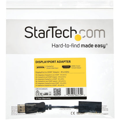 StarTech.com DisplayPort to HDMI Adapter 4K 60Hz Active DP 1.4 to HDMI 2.0 Video Converter for Monitor/Display Latching DP Connector