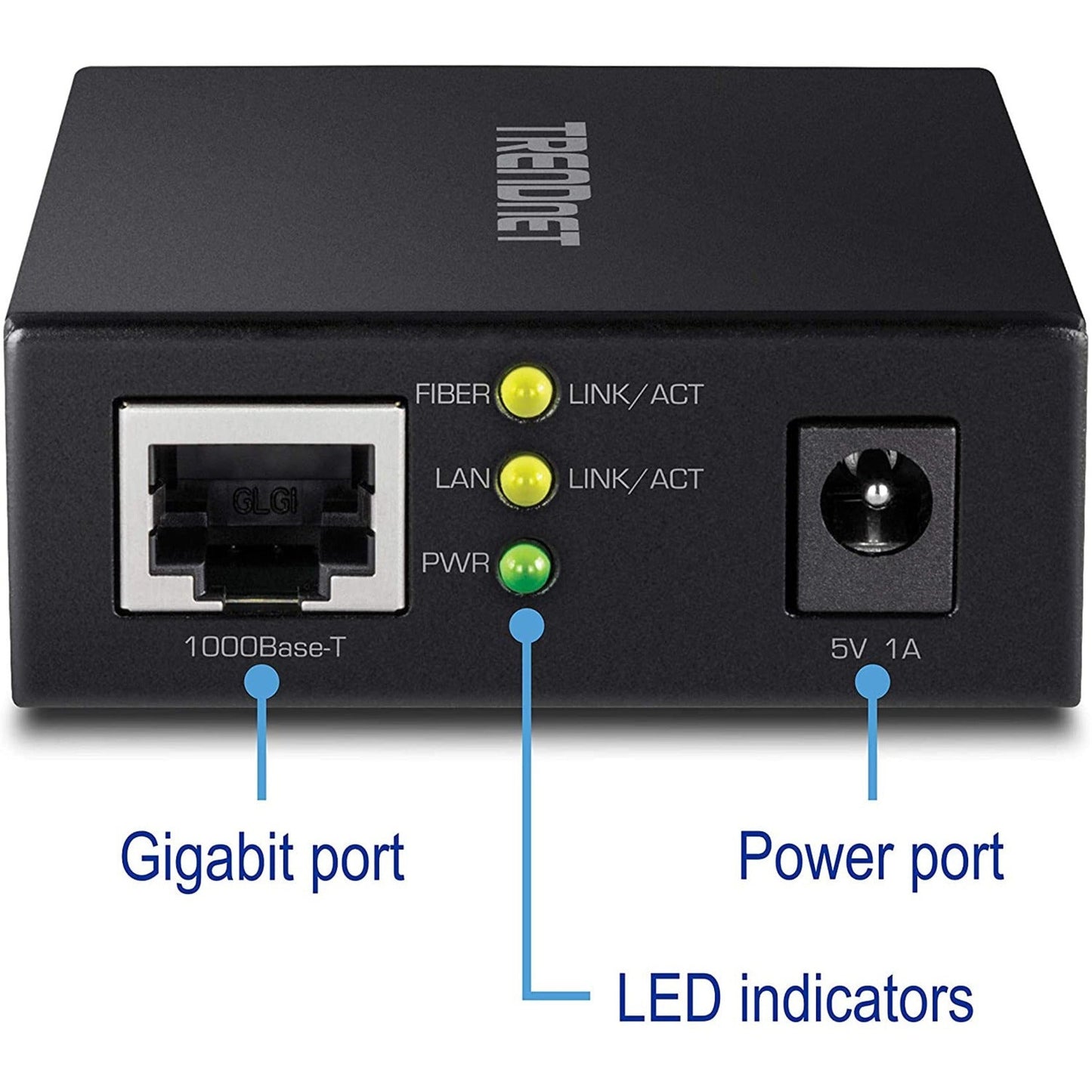 TRENDnet 1000BASE-T to SFP Fiber Media Converter; Gigabit Ethernet to SFP Media Converter; 4Gbps Switching Capactiy; TFC-GSFP