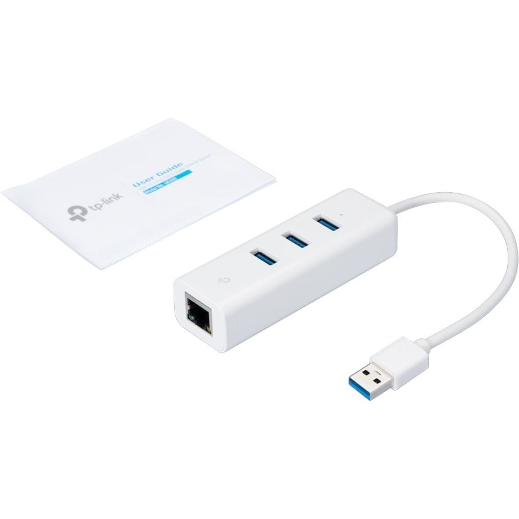 TP-Link (UE330) - USB 3.0 to Ethernet Adapter Portable 3-port USB Hub with 1 Gigabit