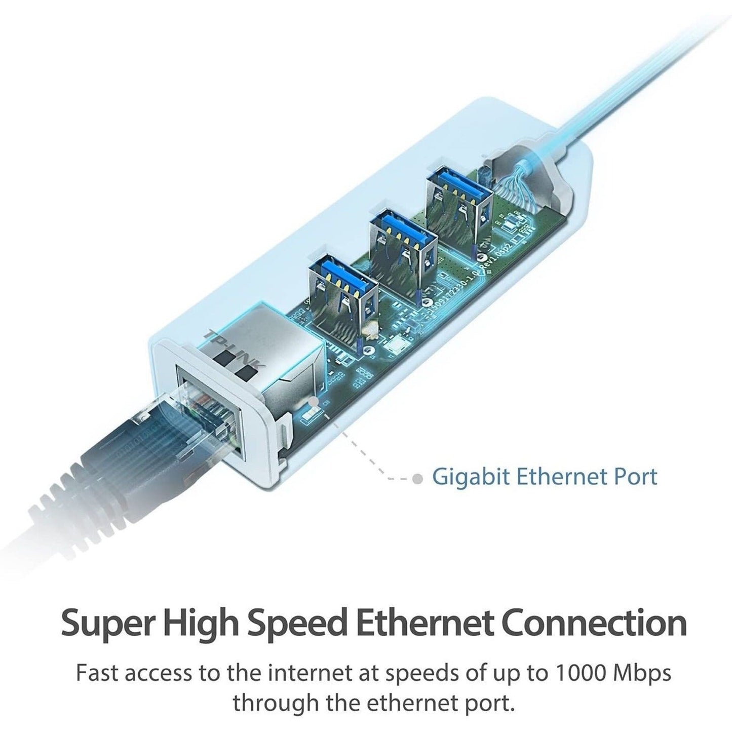 TP-Link (UE330) - USB 3.0 to Ethernet Adapter Portable 3-port USB Hub with 1 Gigabit