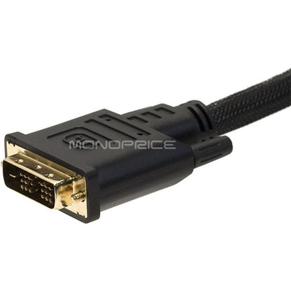 Monoprice 15ft 24AWG CL2 High Speed HDMI to DVI Adapter Cable w / Net Jacket - Black