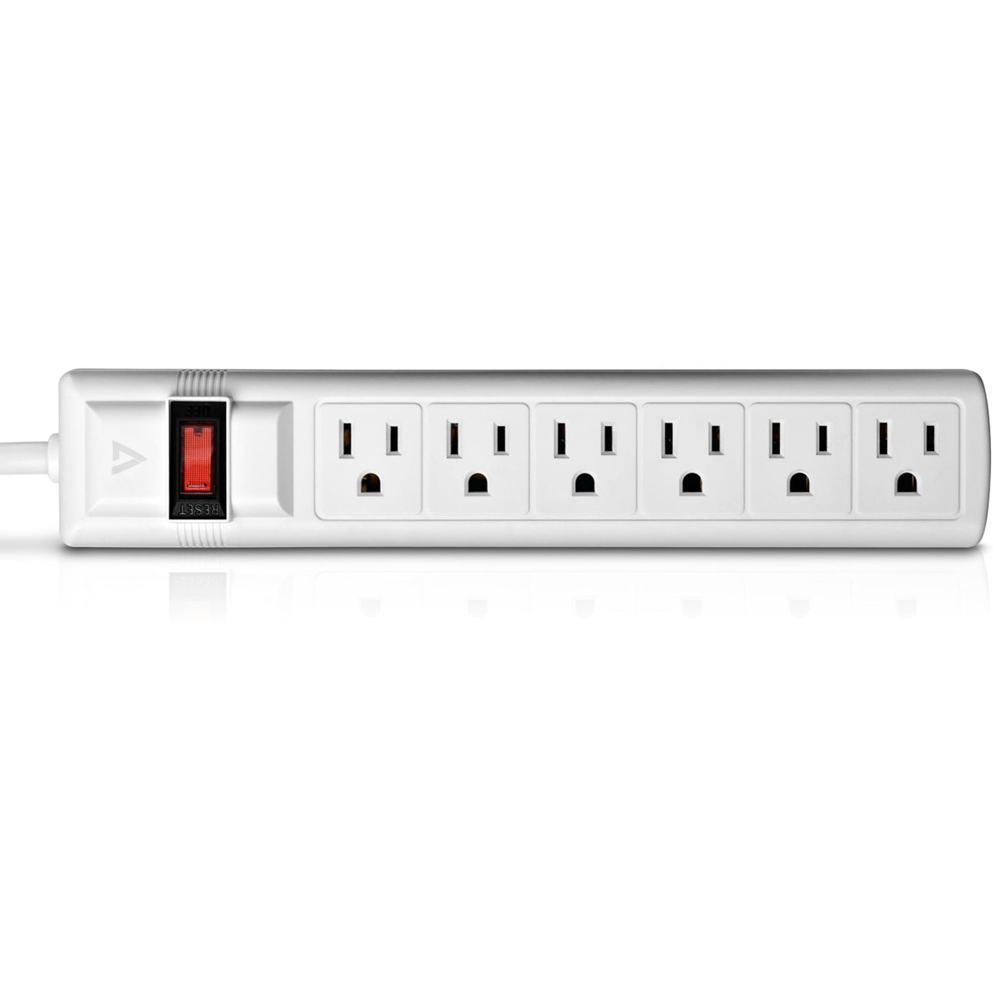 V7 6-Outlet Surge Protector 8 ft cord 900 Joules - White