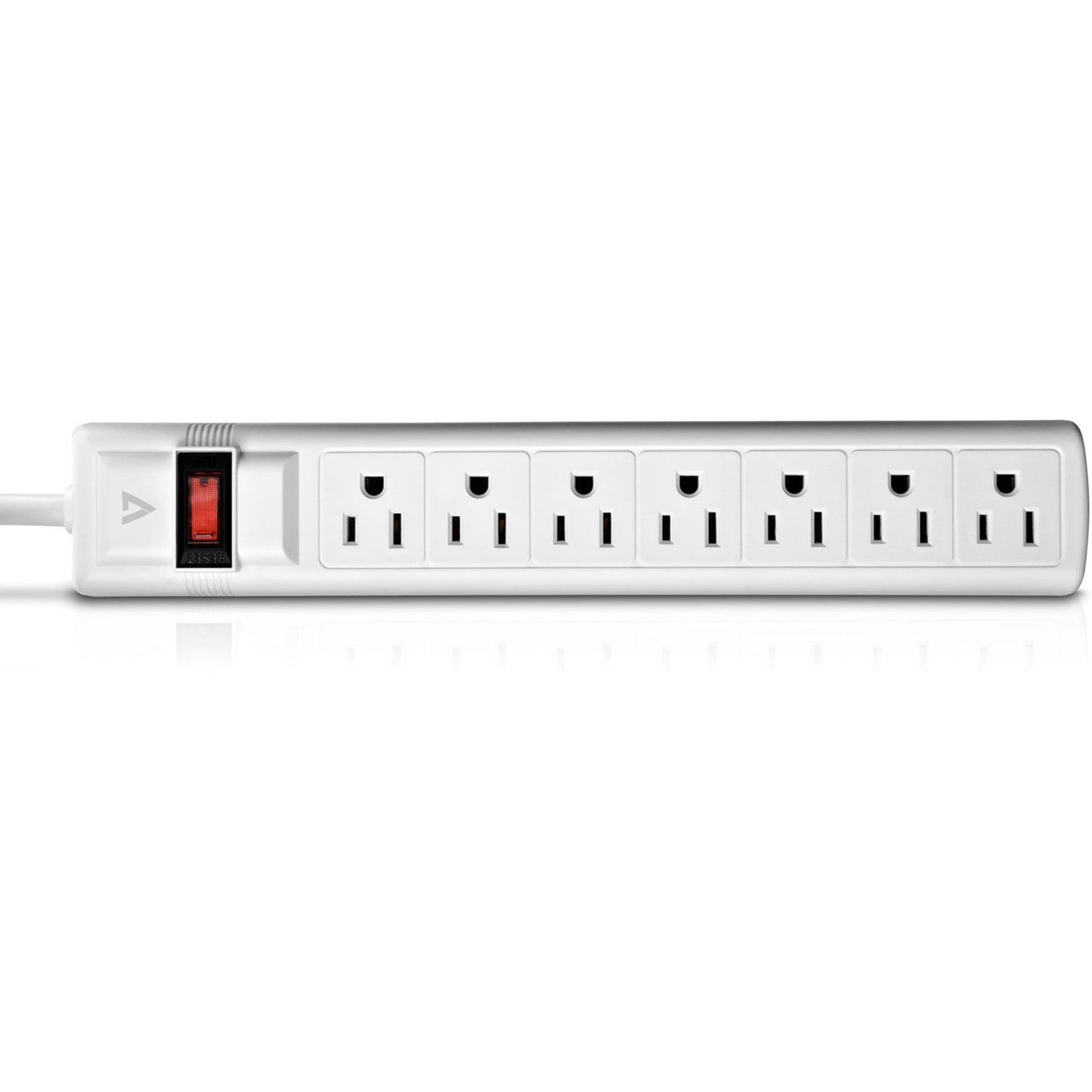 V7 7-Outlet Surge Protector 12 ft cord 1050 Joules - White