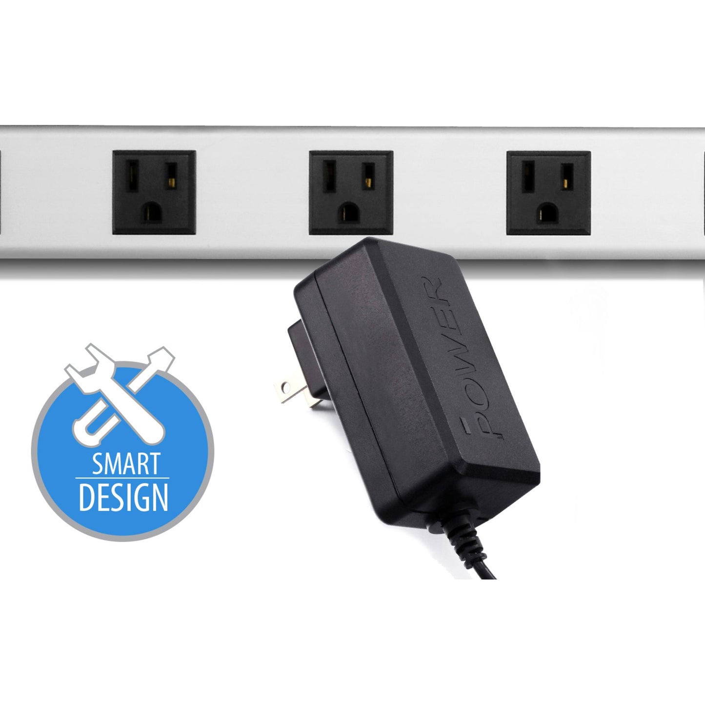 V7 8-Outlet Horizontal Industrial Metal Power Strip 125V 15A 12-ft. Cord 5-15R