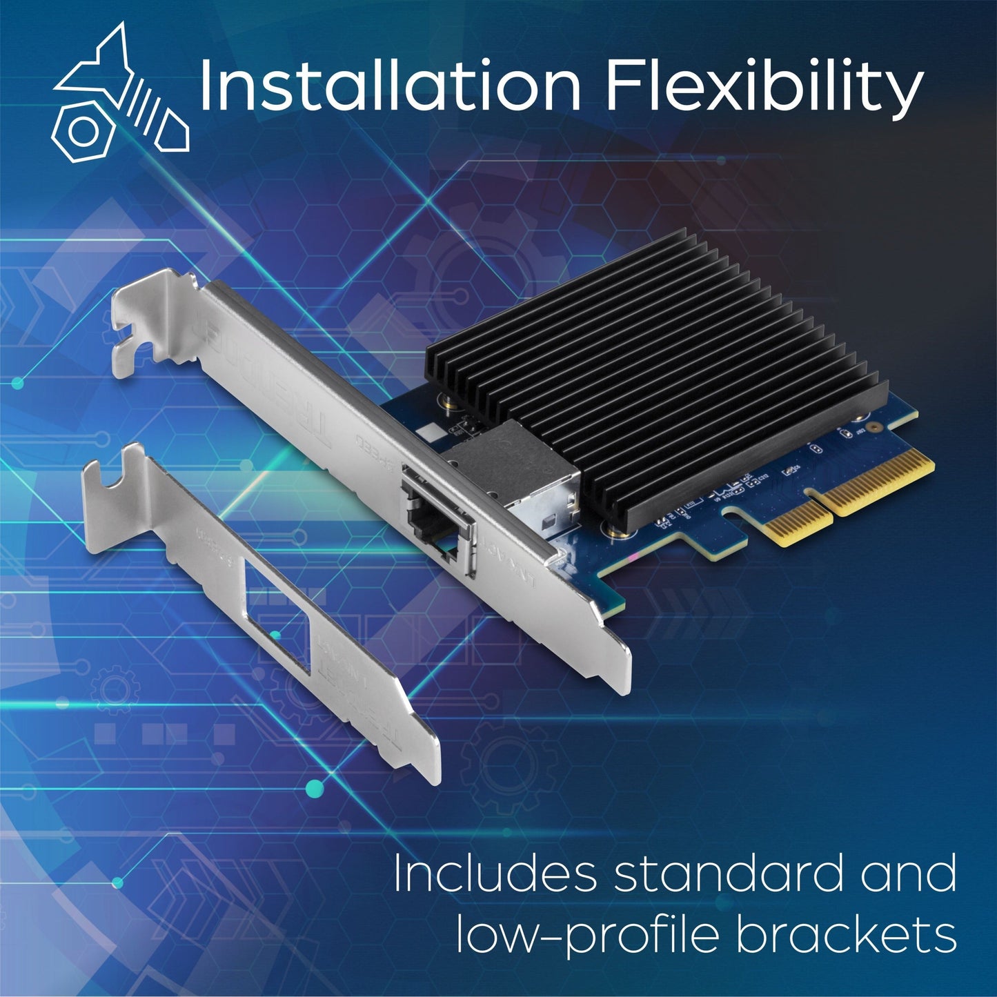 TRENDnet 10 Gigabit PCIe Network Adapter Converts A PCIe Slot Into A 10G Ethernet Port Supports 802.1Q Vlan Includes Standard & Low-Profile Brackets PCIe 2.0 PCIe 3.0 Silver TEG-10GECTX