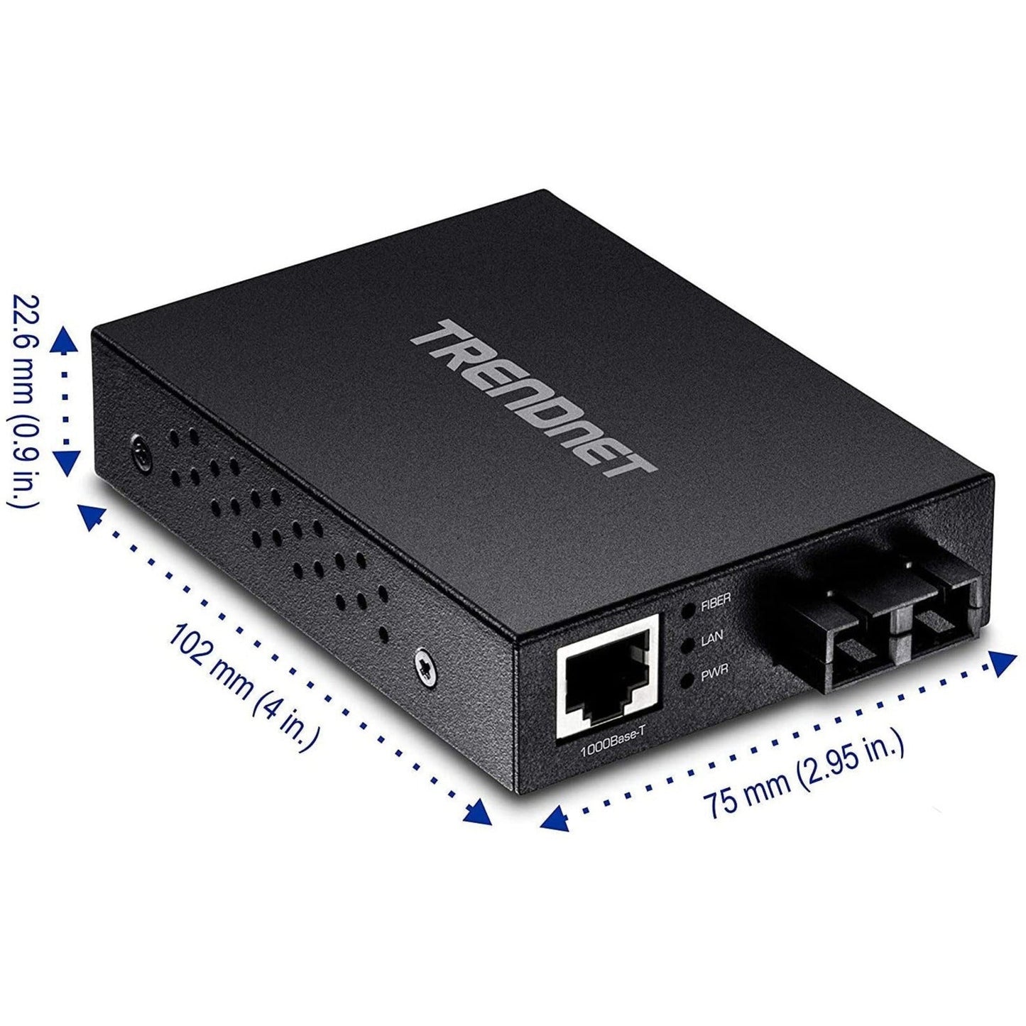 TRENDnet 1000Base-T to 1000Base-SX Multi-Mode SC Fiber Converter; Up to 550m (1800 ft.); 2 Gbps Switching Capacity; TFC-GMSC