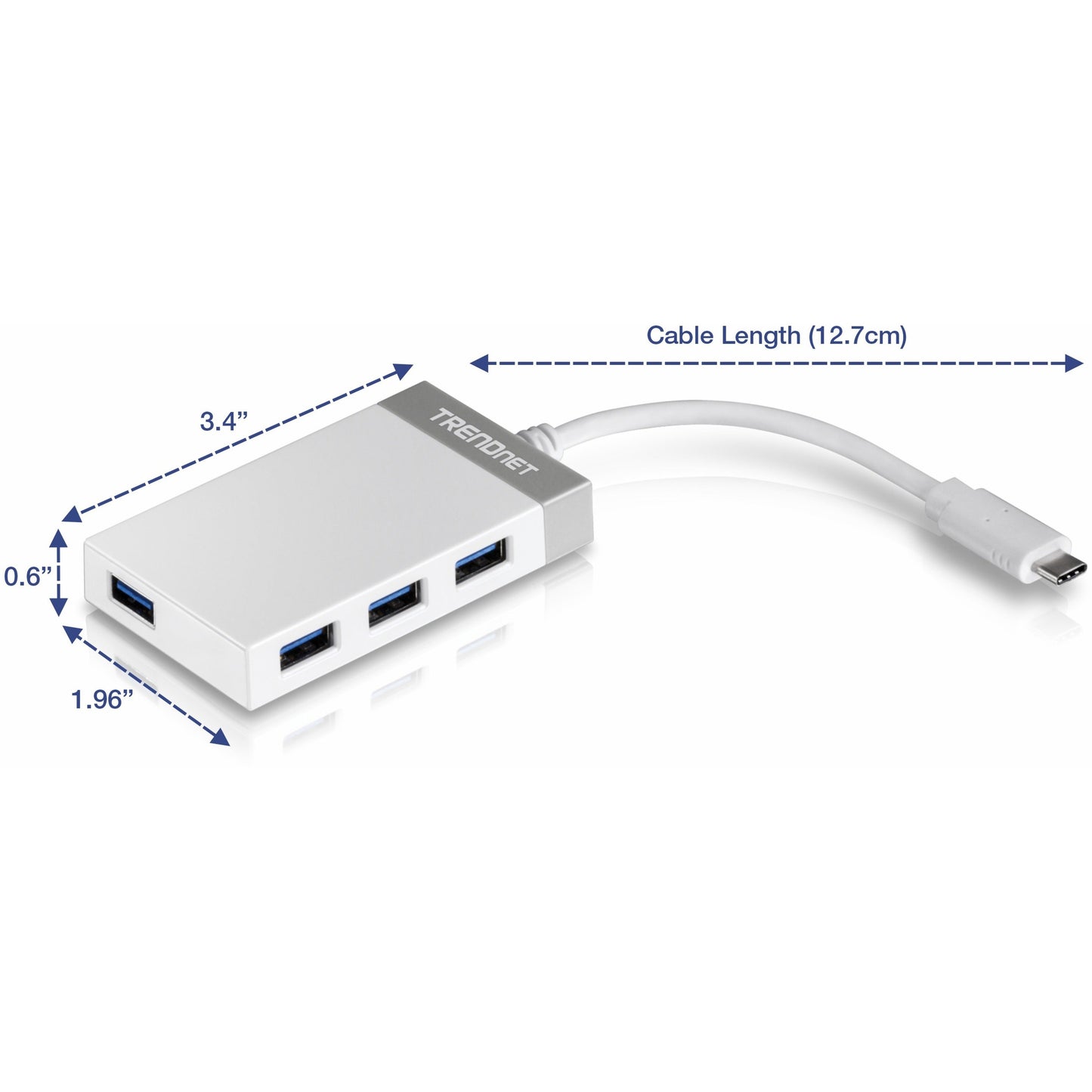 TRENDnet 4-Port USB-C to USB Mini Hub TUC-H4E Add 4 x USB 3.0 Ports to a USB-C Computer USB C Multiport Adapter Compatible with Windows MacOs