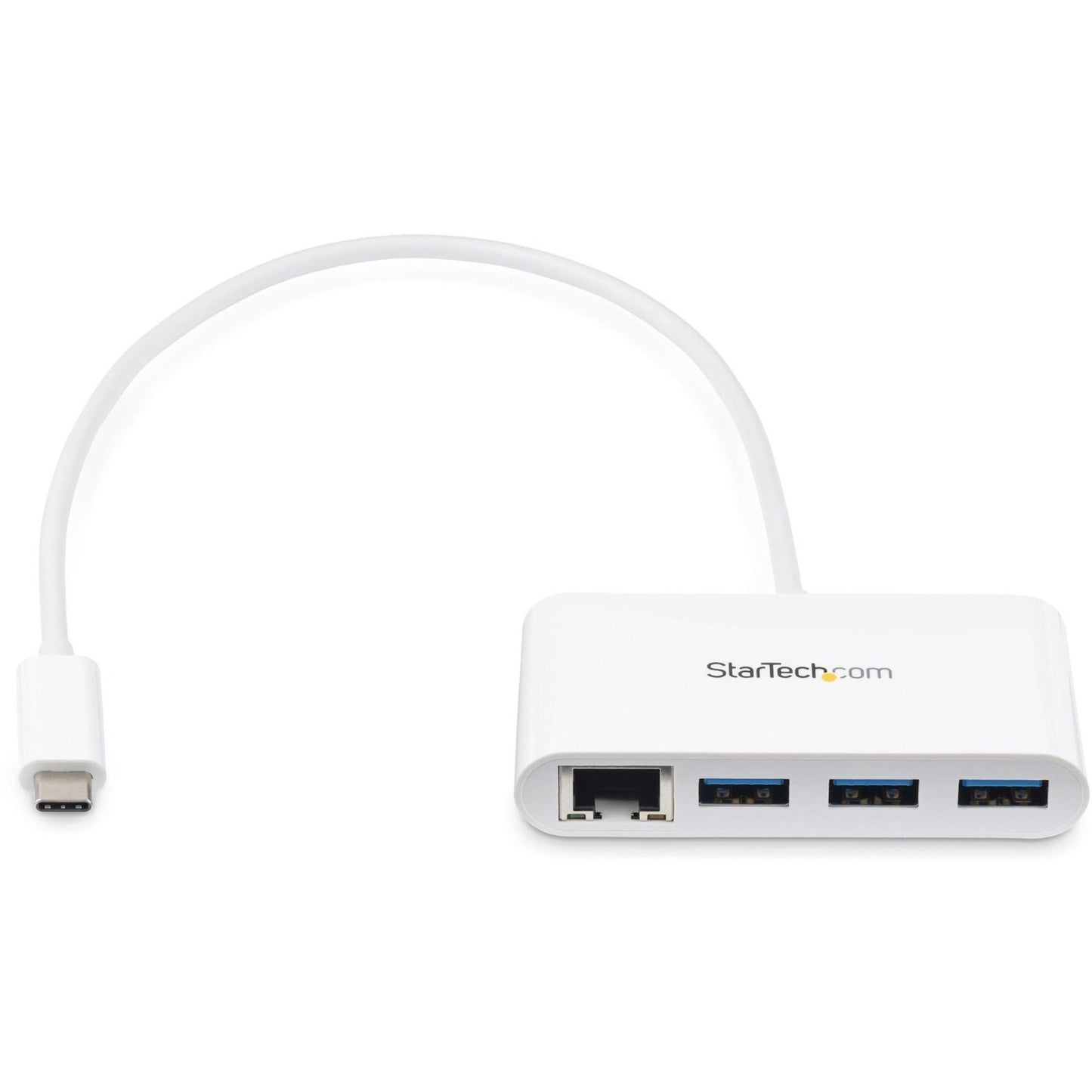 StarTech.com 3 Port USB C Hub with Gigabit Ethernet - USB-C to 3x USB-A - USB 3.0 - White - USB Hub with GbE - USB-C to USB Adapter - USB Type C Hub