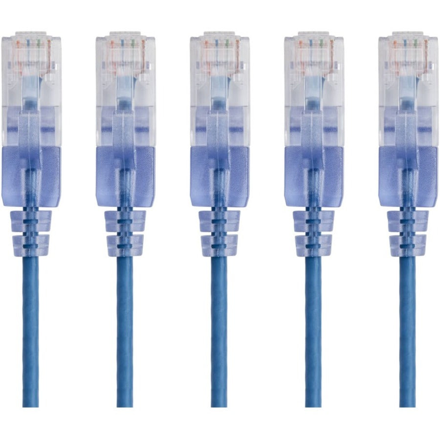 Monoprice 5-Pack SlimRun Cat6A Ethernet Network Patch Cable 5ft Blue