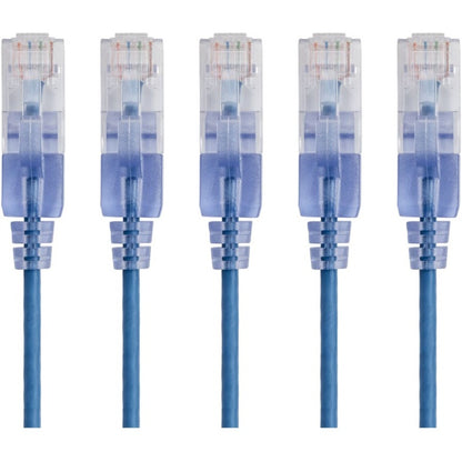 Monoprice 5-Pack SlimRun Cat6A Ethernet Network Patch Cable 5ft Blue