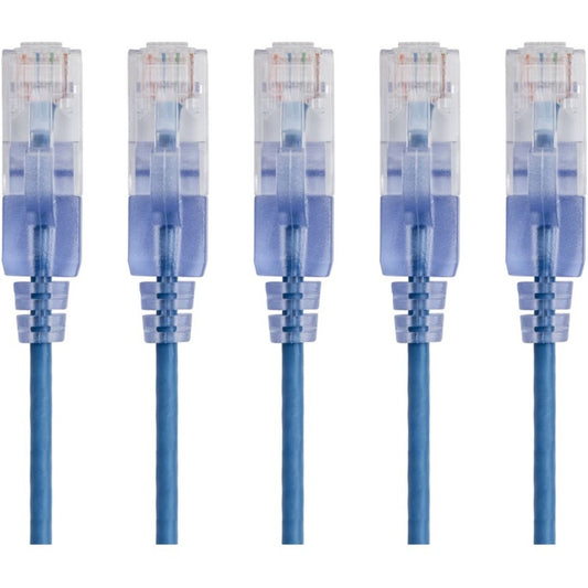 Monoprice 5-Pack SlimRun Cat6A Ethernet Network Patch Cable 5ft Blue