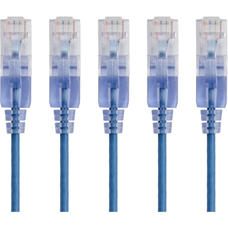 Monoprice 5-Pack SlimRun Cat6A Ethernet Network Patch Cable 7ft Blue