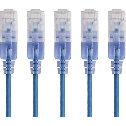 Monoprice 5-Pack SlimRun Cat6A Ethernet Network Patch Cable 7ft Blue