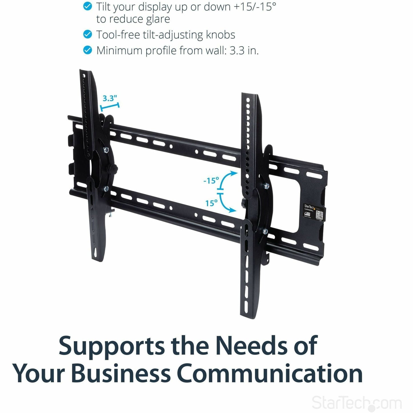 StarTech.com Flat Screen TV Wall Mount - Tilting - For 32" to 75" TVs - Steel - VESA TV Mount - Monitor Wall Mount