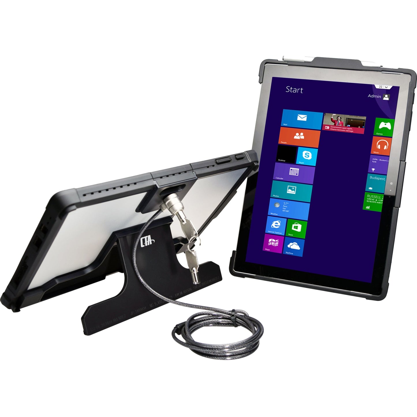 CTA Digital Security Carry Case w/ Kickstand Theft Cable for Surface Pro 4