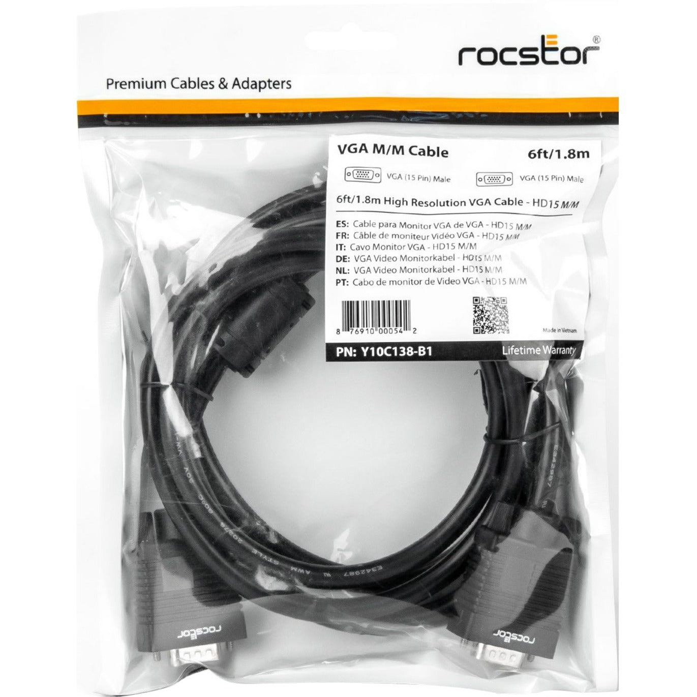 Rocstor Premium High-Resolution SVGA/VGA Monitor Cable