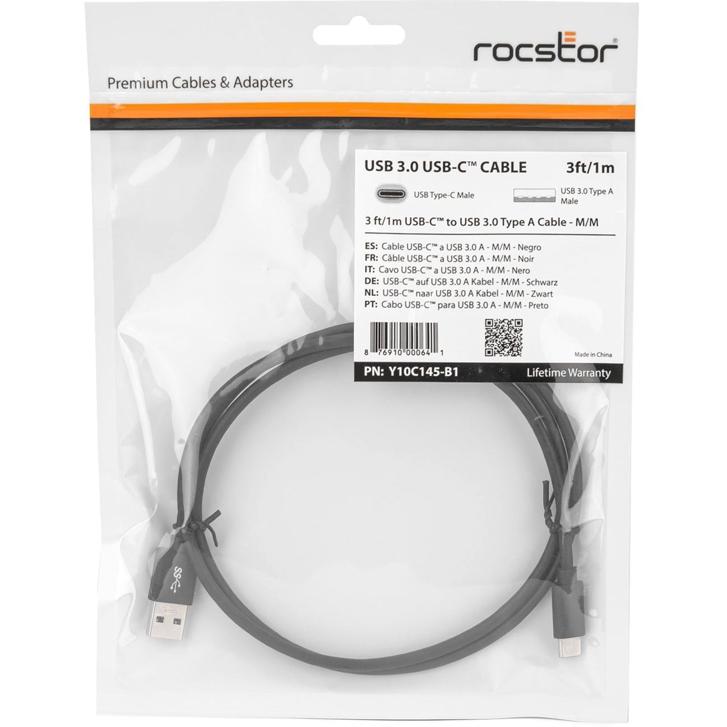 Rocstor Premium USB-C to USB-A Cable (3ft) - M/M - USB 3.0