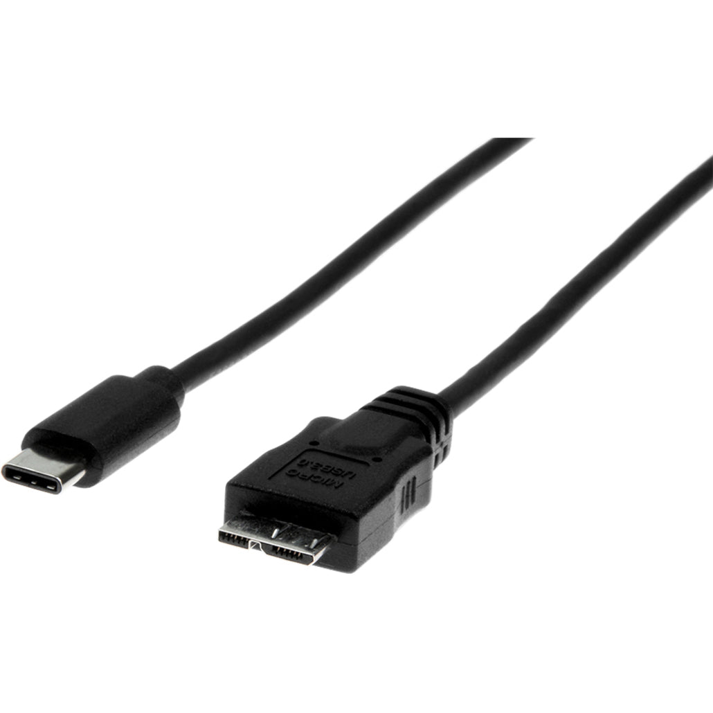 Rocstor Premium USB-C to Micro-B Cable 3ft (1m) - M/M - USB 3.0 - USB Type-C to Micro-USB Cable - USB for External Hard Drive Tablet Notebook - 3 ft - 1 Pack - 1 x Type C Male USB - 1 x Type B Male Micro USB - Nickel Plated - Shielding - Black CABLE 1M