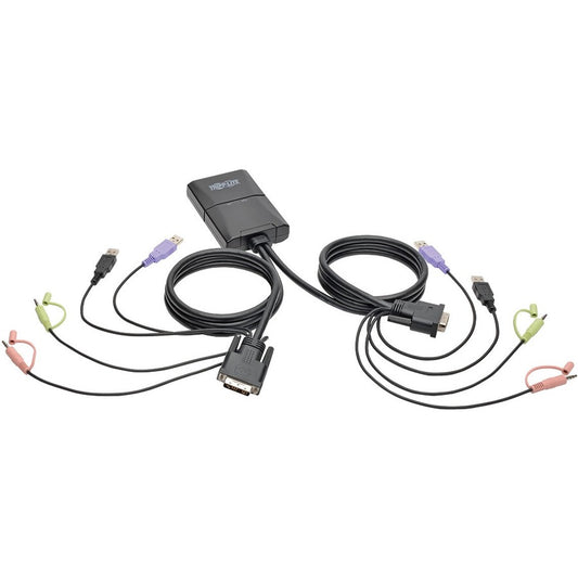 Tripp Lite 2-Port USB/DVI Cable KVM Switch with Audio Cables and USB Peripheral Sharing