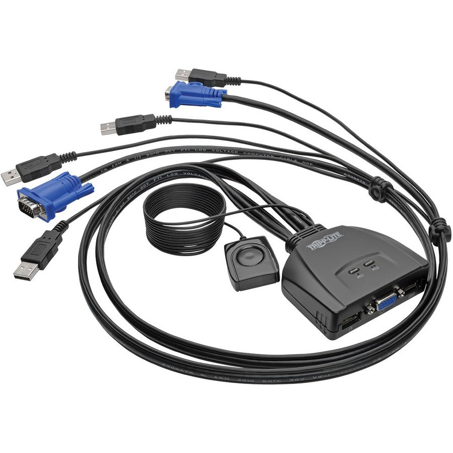 Tripp Lite 2-Port USB/VGA Cable KVM Switch with Cables and USB Peripheral Sharing