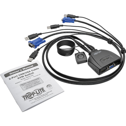 Tripp Lite 2-Port USB/VGA Cable KVM Switch with Cables and USB Peripheral Sharing