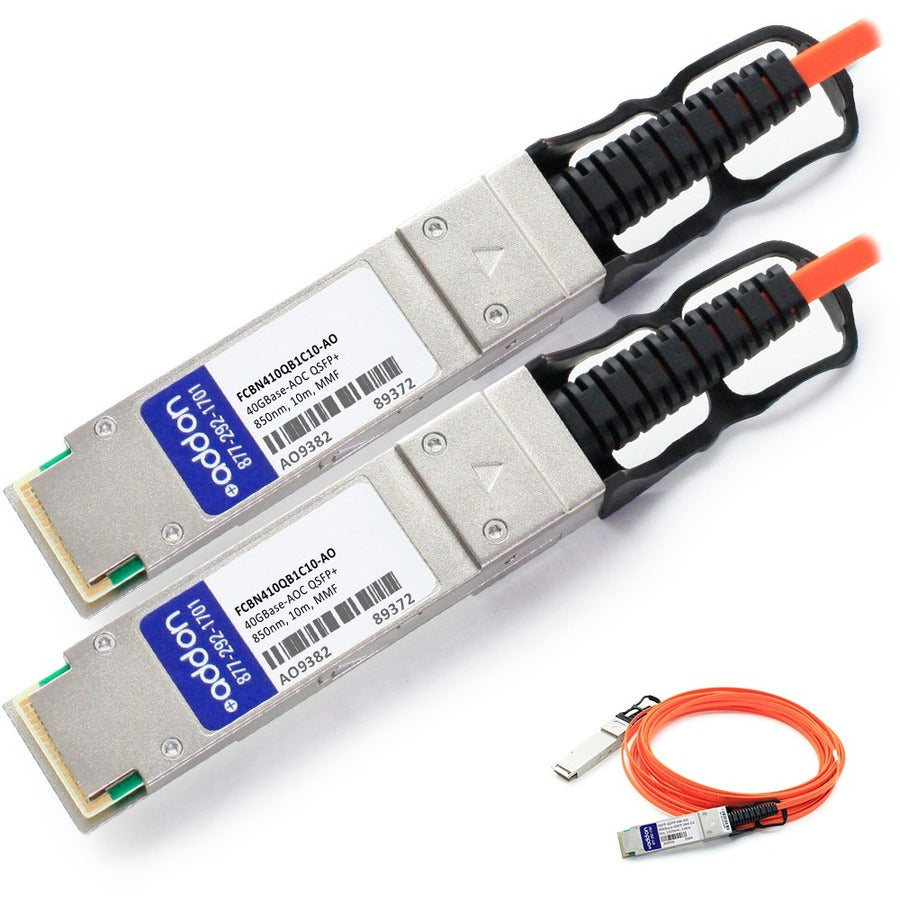 AddOn Finisar FCBN410QB1C10 Compatible TAA Compliant 40GBase-AOC QSFP+ to QSFP+ Direct Attach Cable (850nm MMF 10m)