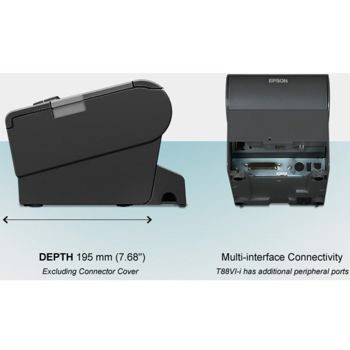 Epson OmniLink TM-T88VI Direct Thermal Printer - Monochrome - Wall Mount - Receipt Print - Ethernet - USB - Bluetooth - Near Field Communication (NFC) - 13.78 in/s Mono - 180 dpi