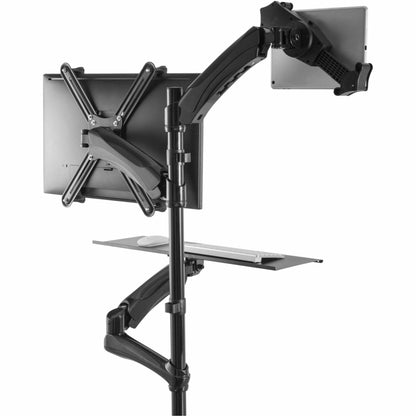 CTA Digital 2-in-1 Adjustable Monitor and Tablet Mount Stand with Keyboard Tray