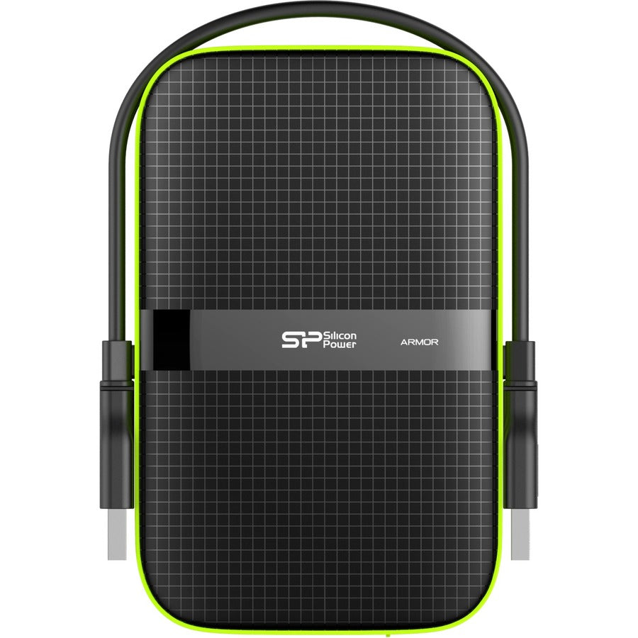 Silicon Power Armor A60 4 TB Portable Rugged Hard Drive - External - Black/Green