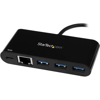 StarTech.com 3 Port USB-C Hub with Gigabit Ethernet & 60W Power Delivery Passthrough - USB-C to 3xUSB-A - 5Gbps USB 3.0 Type-C Adapter Hub