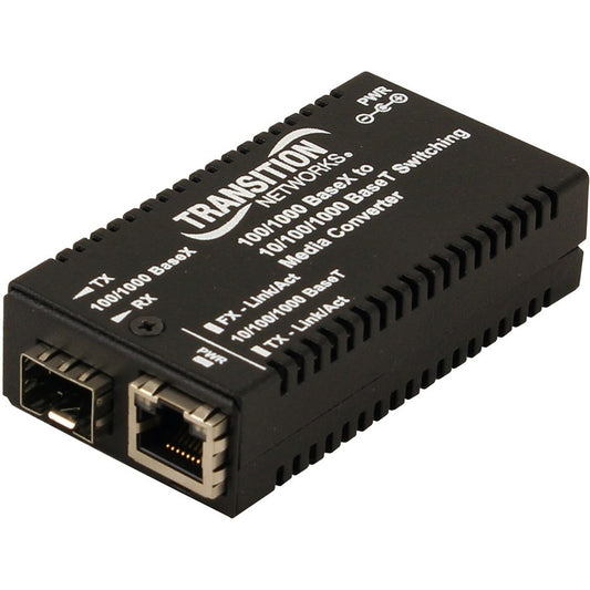 Transition Networks Mini Gigabit Ethernet Media Converter 10/100/1000Base-T to 1000Base-X