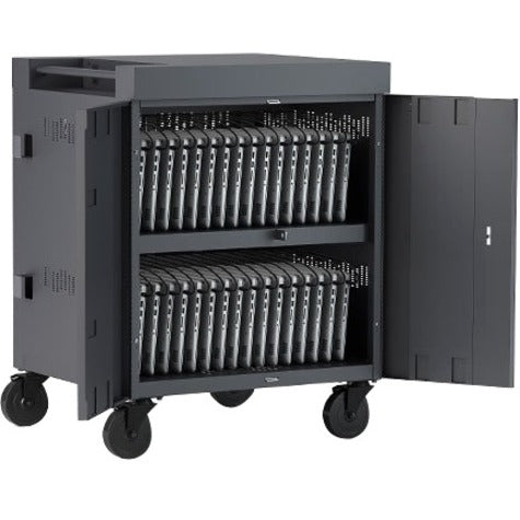 Bretford CUBE Cart AC for up to 32 Devices w/Back Panel Charcoal Paint