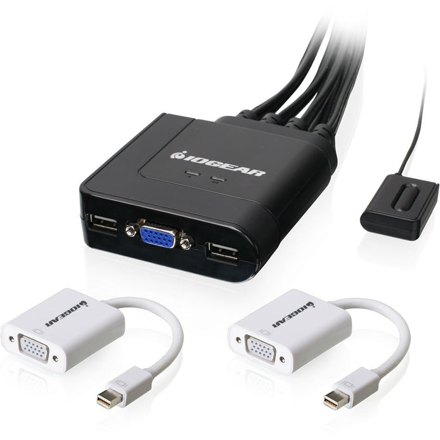 IOGEAR 2-Port USB VGA Cable KVM with Mini DisplayPort Adapters