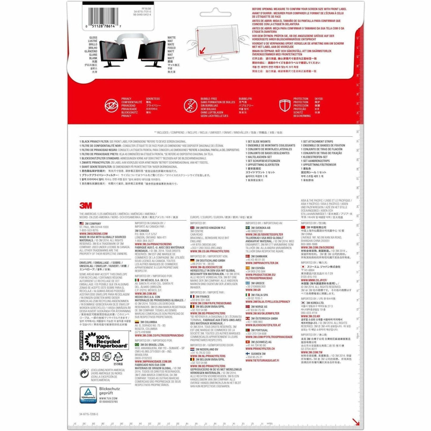 3M&trade; Privacy Filter for 19in Monitor 16:10 PF190W1B