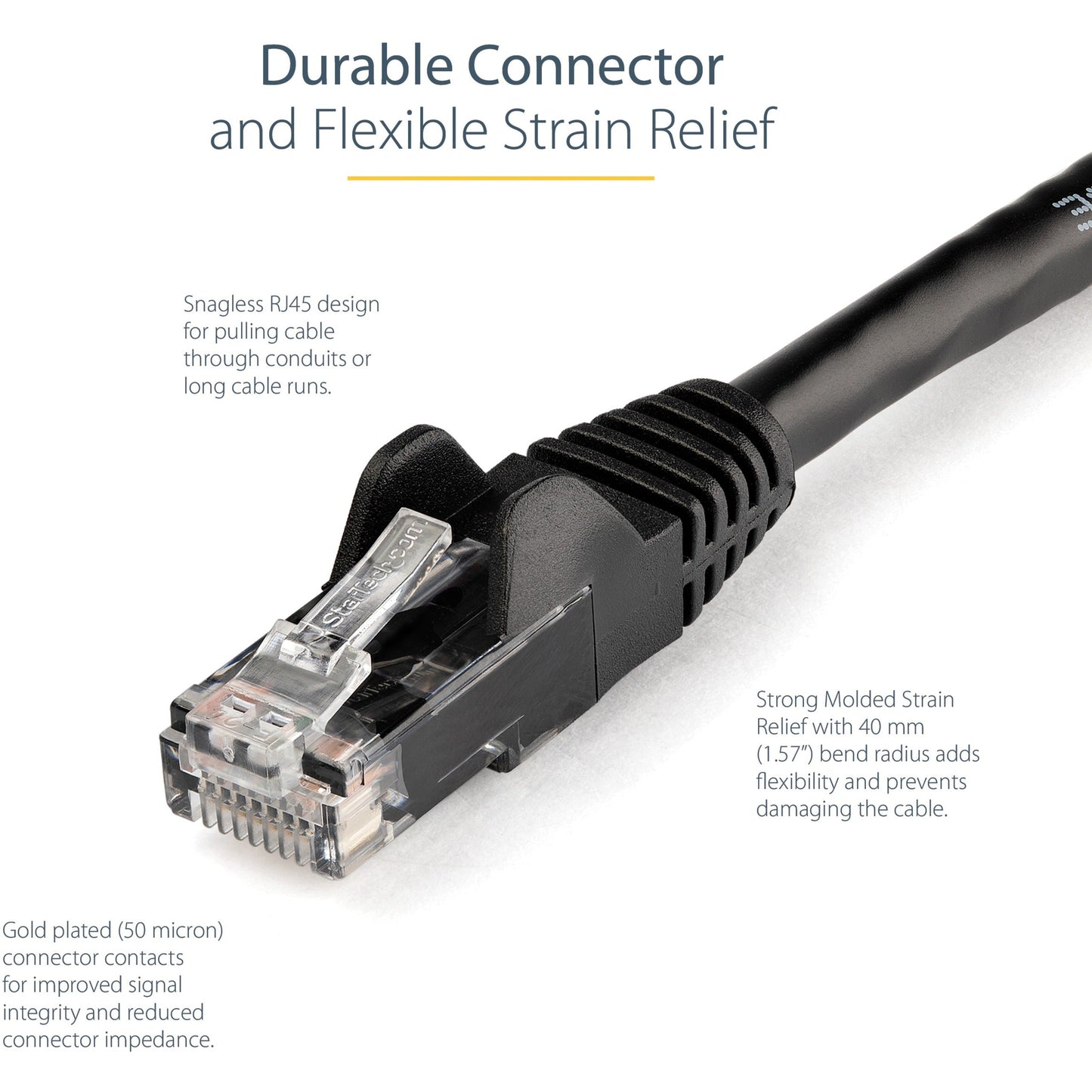 StarTech.com 2ft CAT6 Ethernet Cable - Black Snagless Gigabit - 100W PoE UTP 650MHz Category 6 Patch Cord UL Certified Wiring/TIA