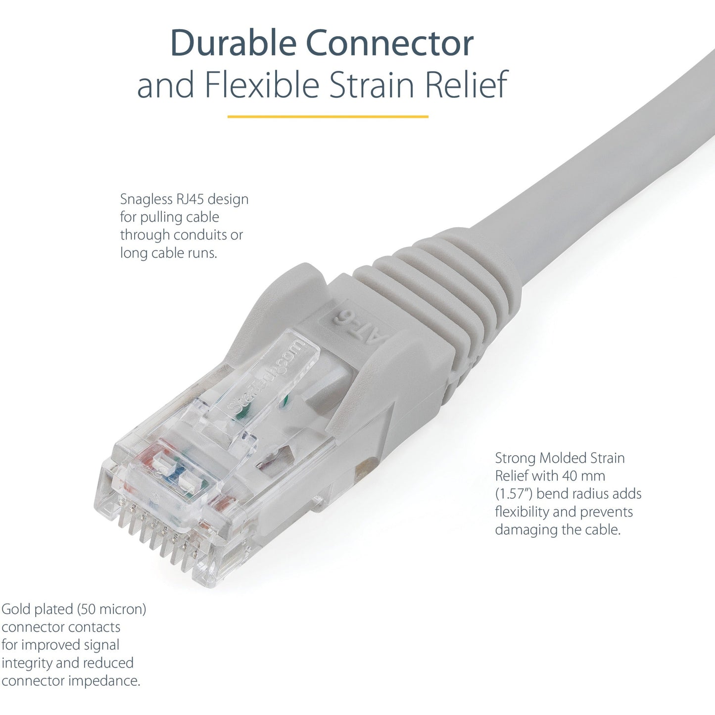 StarTech.com 30ft CAT6 Ethernet Cable - Gray Snagless Gigabit - 100W PoE UTP 650MHz Category 6 Patch Cord UL Certified Wiring/TIA