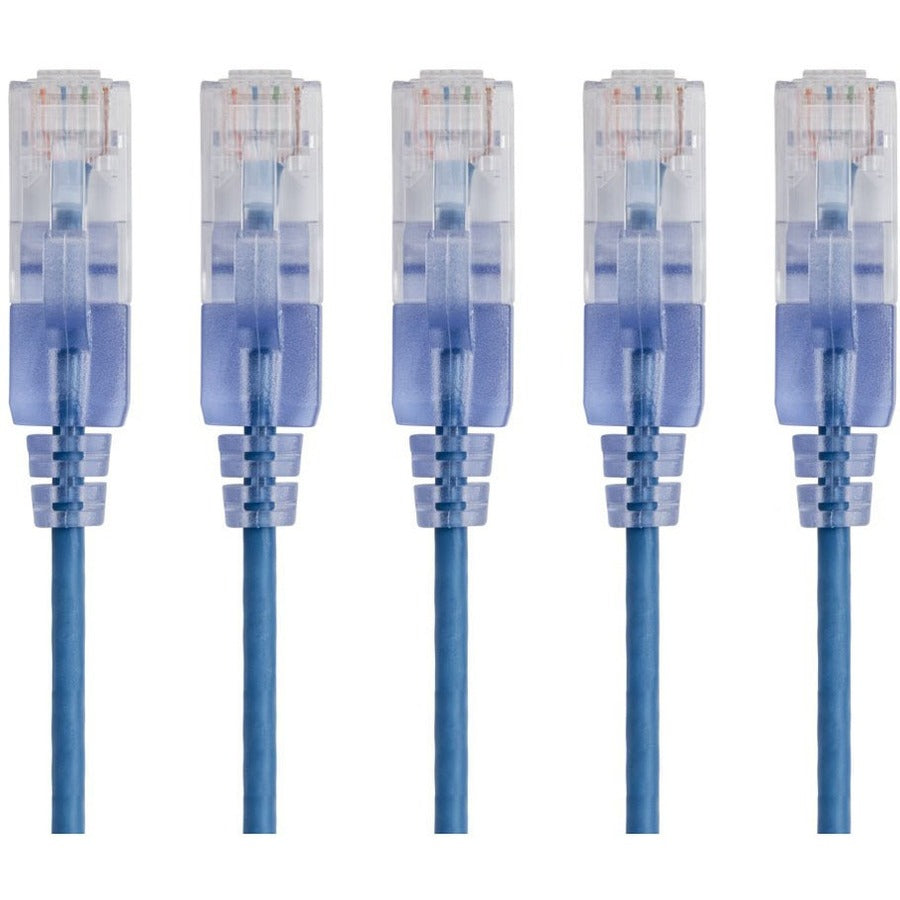 Monoprice 5-Pack SlimRun Cat6A Ethernet Network Patch Cable 3ft Blue