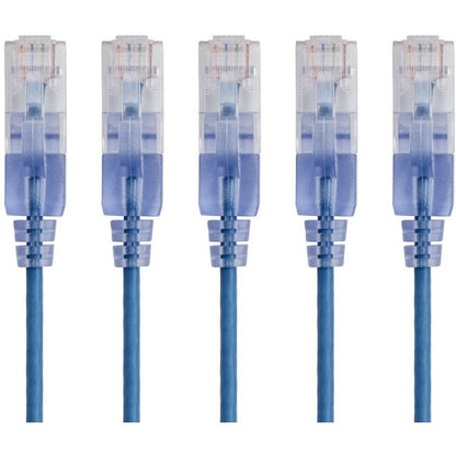 Monoprice 5-Pack SlimRun Cat6A Ethernet Network Patch Cable 3ft Blue