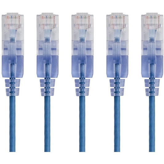 Monoprice 5-Pack SlimRun Cat6A Ethernet Network Patch Cable 3ft Blue